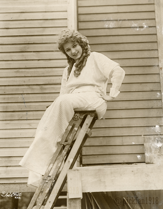 pickfan1918's tweet image. Mary Pickford atop the ladder of success. Portrait by Ira L. Hill.