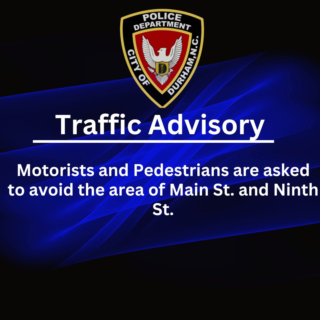 TheDurhamPolice's tweet image. Officers are on scene at Main and 9th conducting an investigation in reference to a suspicious package call. Pedestrians and Motorists are asked to avoid the area.