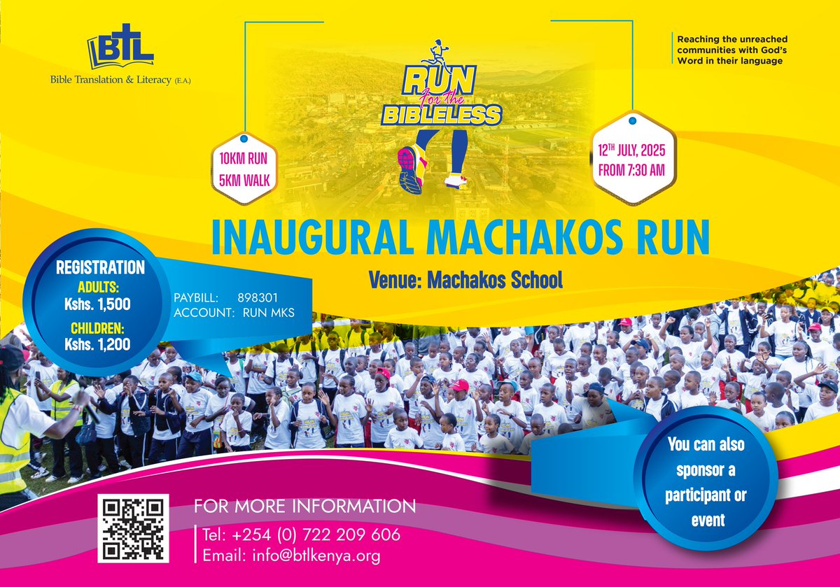 daisyckilel's tweet photo. This coming Saturday, @BTL_EA will be hosting the first edition of the #runforthebiblelessmachakos at Machakos School. This is the 5th County that BTL is devolving the Run. This Run will be concurrent with the 4th edition of #runforthebiblelessmombasa. https://t.co/bZeZTUaeEb