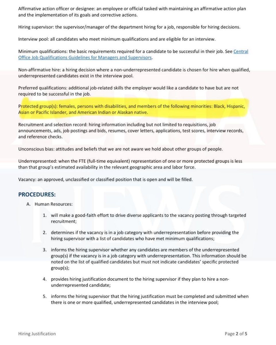 lizcollin's tweet image. NEW: “hiring justification” policy at DHS goes into effect next month.

“Hiring supervisors must provide a hiring justification when seeking to hire a non-underrepresented candidate… prior to an offer of employment being made.”
