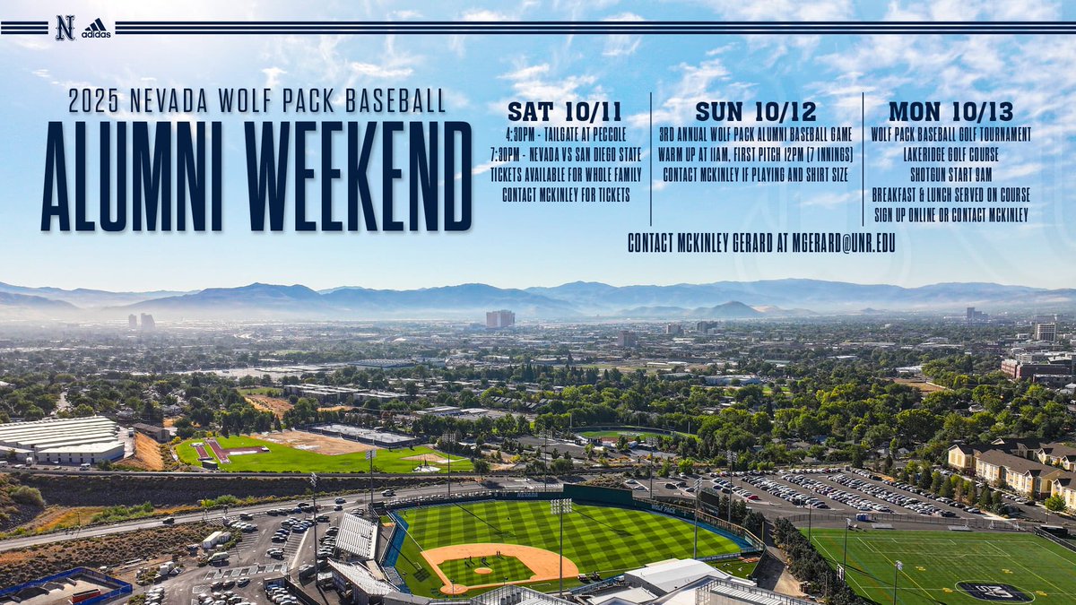 NevadaBaseball's tweet image. 🗣️ CALLING ALL ALUMNI!!!
Make your plans NOW and warm up those arms 💪 for our Oct. 11-13 Alumni Weekend!
#BattleBorn