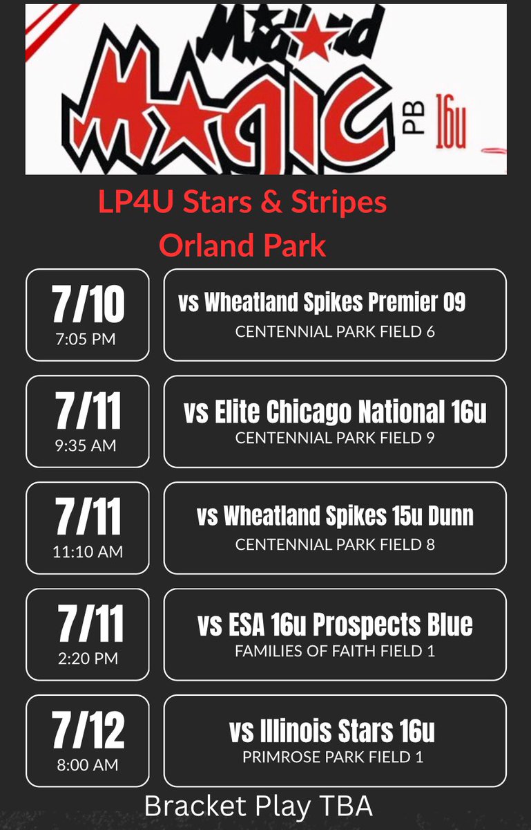 Back on the Field this Thursday for the LP4U Stars and Stripes in Orland Park!