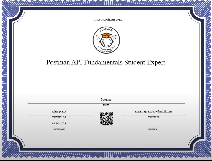 Rohan R. Prasad (@rohanprasa1470) on Twitter photo Hey Everyone,
I have successfully completed the API Fundamentals Student Expert by <a href="/getpostman/">Postman</a> ,
Thanks to <a href="/girlscriptsoc/">GirlScript Summer Of Code 2024</a> <a href="/Girlscript1/">GirlScript Foundation</a> for this opportunity Hey Everyone,
I have successfully completed the API Fundamentals Student Expert by <a href="/getpostman/">Postman</a> ,
Thanks to <a href="/girlscriptsoc/">GirlScript Summer Of Code 2024</a> <a href="/Girlscript1/">GirlScript Foundation</a> for this opportunity