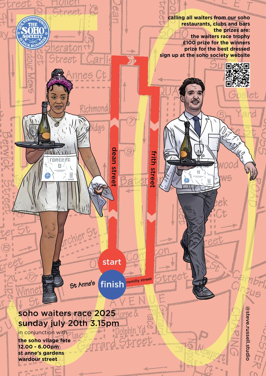 The 50th Soho Fete &amp; Waiters Race! 20.07.25 12-6pm <a href="/AnnesSoho/">StAnnesChurchSoho</a> Raffle #WIN fab Soho prizes !✨ Including : keyboard <a href="/YamahaMusicLDN/">Yamaha Music London</a>  <a href="/HazlittsHotels/">Hazlitt's Hotels</a> stay, <a href="/boccadilupo/">Bocca di Lupo</a> dinner <a href="/LEscargotSoho/">L'Escargot</a> afternoon tea <a href="/TheUnionClub/">The Union Club</a> <a href="/officialronnies/">Ronnie Scott's Jazz Club</a> 1 years membership⬇️
thesohosociety.org.uk