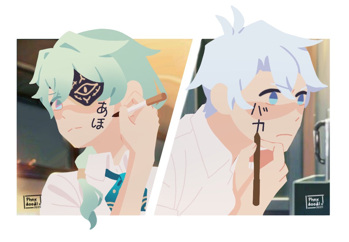 day 1: soulmate
au where writings will appear on the others’ body when you write on your own ☀️🌿
ib: kimi no na wa

🎵 playlist day 1: open.spotify.com/playlist/6BC1i…
#phainaxaweek2025 #phainaxa
#honkaistarrail