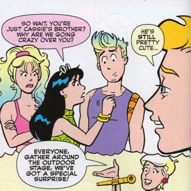 MaleLoveBR's tweet photo. In today's Free Comic Book Day 2025 #Archie's Comics Spectacular (SPOILER)
Kevin Keller's rare appearances have become cliché: he only shows up to drool over some hot guy.
(He's not wrong, though)
#KevinKeller https://t.co/KhFpk24SwY