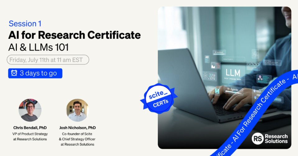 Just a few days left until the start of our first-ever AI Summer Bootcamp! Mark your calendars &amp; get ready to master LLMs to optimize your research workflow. There’s still time to register — don’t miss your chance to build essential AI research skills!