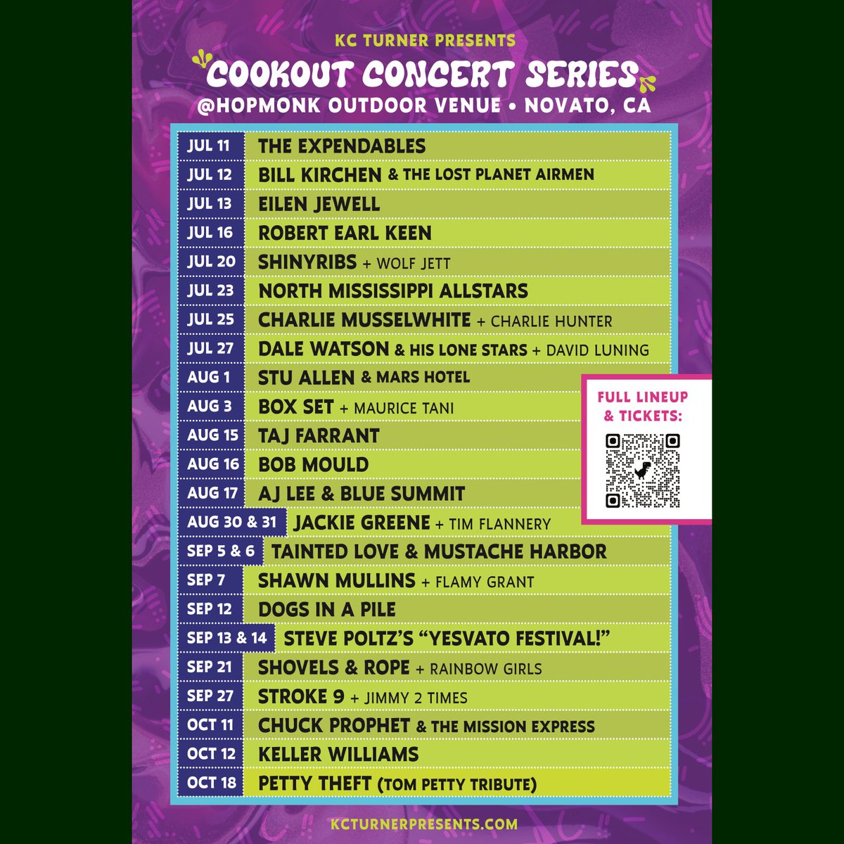 The 12th Annual Cookout Concert Series continues at HopMonk Novato’s Outdoor Venue!