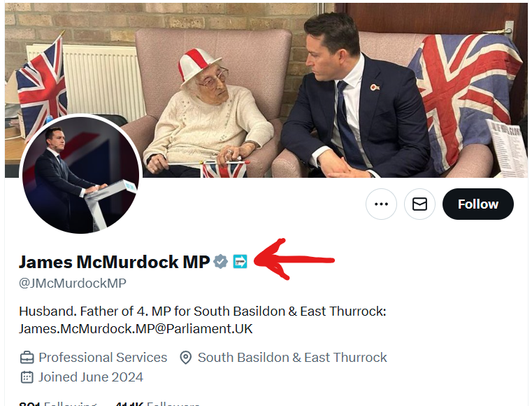 grumpyinbolton's tweet photo. @JMcMurdockMP What's that @reformparty_uk logo doing on your profile then? https://t.co/W9K3NZdhQh