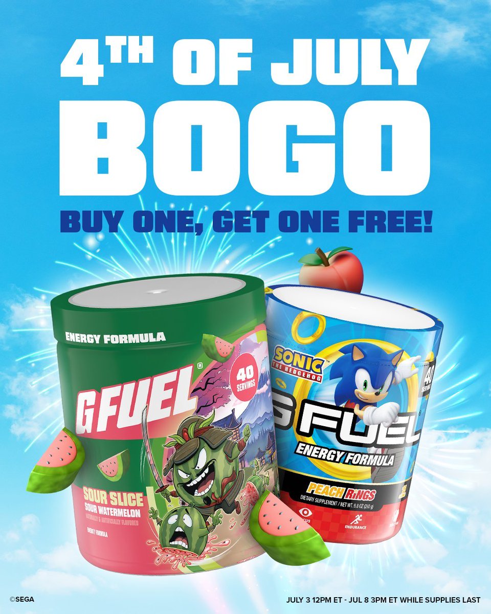 NebsGoodTakes's tweet photo. Extremely excited to announce that I'm now a @GFuelEnergy partner! You can use code "NEB" to support me during their BOGO sale (ending in 7h30m) and also in future purchases for a 20% discount

https://t.co/jif40NwwCS https://t.co/cJNlQ9b9Zu