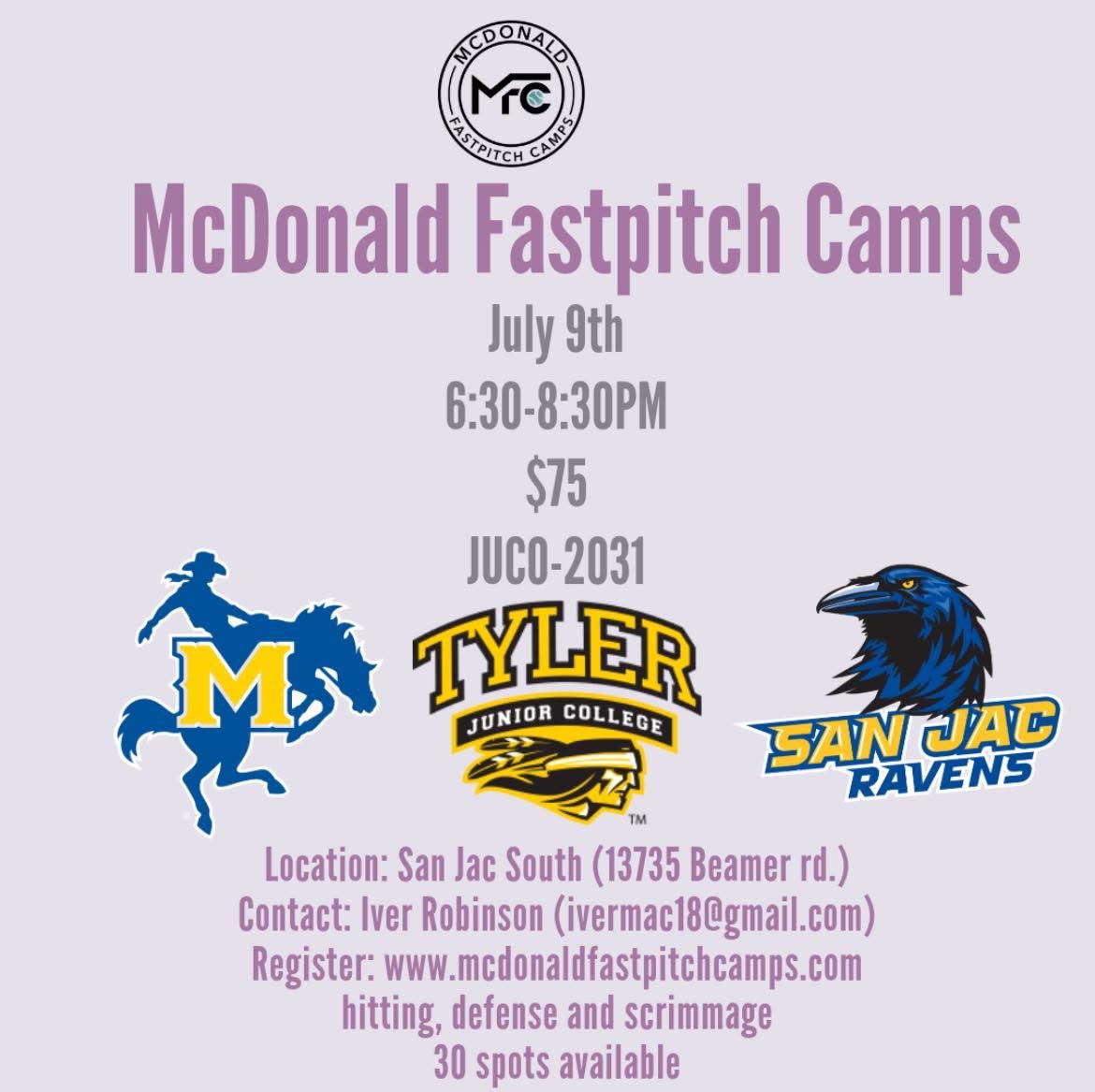 Due to rain we had to move dates which opened up a few spots for tomorrow!!