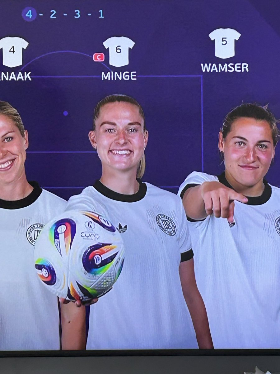 It’s taken 21 minutes for Germany Women’s  captain to get a mention despite touching the ball at least 10 times . Pronounced Minger by the commentator!  Spoilsport 🤣🤣