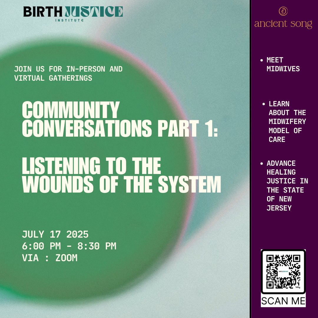 🌿✨ Community Conversations Pt. 1 ✨🌿
“Listening to the Wounds of the System”
July 17 | 6–8 PM | Zoom

Center truth, healing &amp; the midwifery model of care.