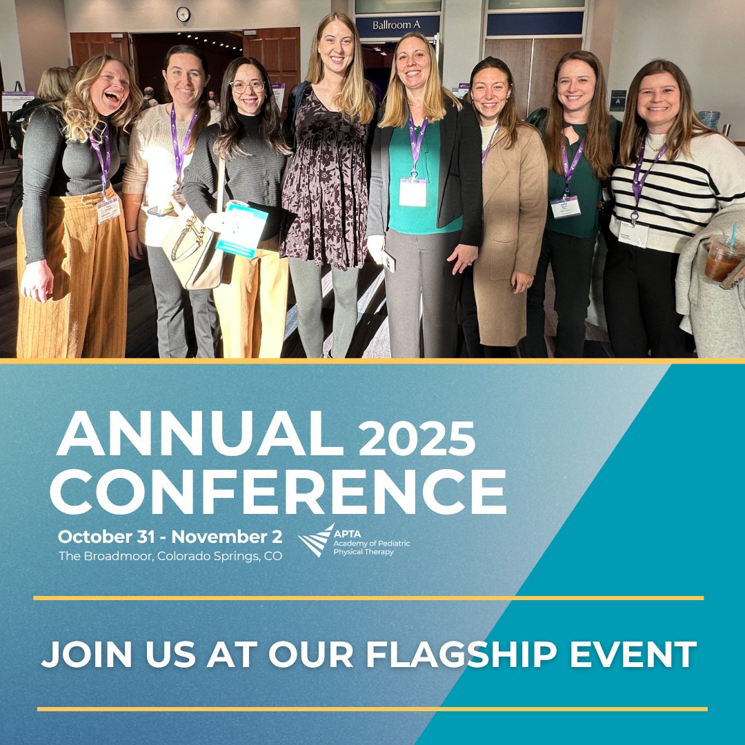 We invite you to join us for three days of learning, growing, and finding inspiration in our pediatric therapy community. Visit the link in our bio or aptapediatricsac2025.eventscribe.net to learn more and register today. Early bird pricing runs through 7/25/25. 

#PediatricPT #APTAConference