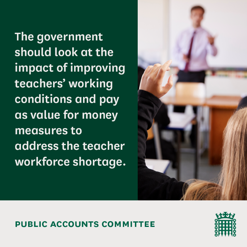 CommonsPAC's tweet photo. The teacher workforce crisis demands urgent action.

We believe @educationgovuk lacks a clear plan to recruit and retain teachers.

Government must ensure the pledge for 6,500 more teachers will really address nationwide shortages.

Find out more ⬇️
