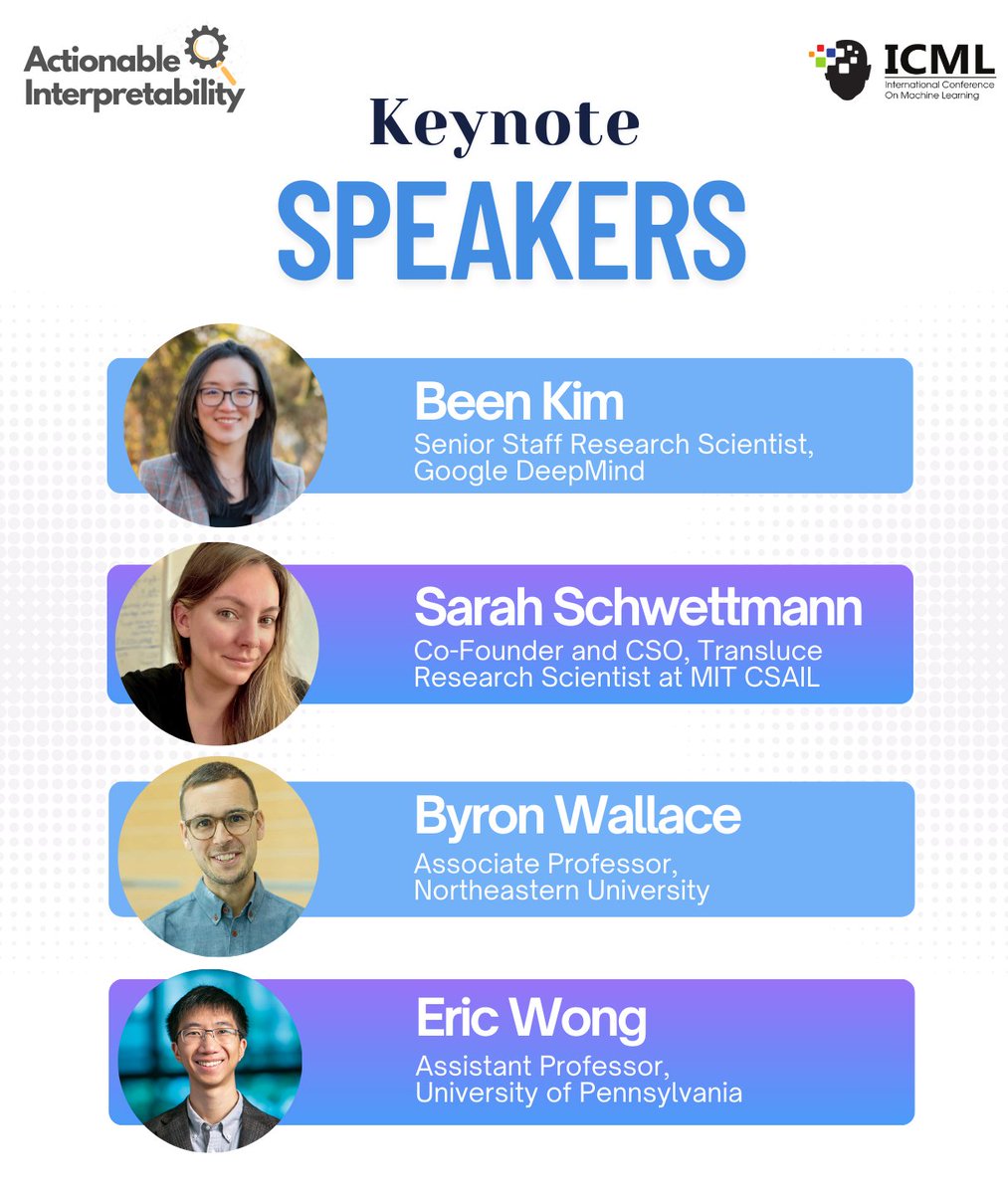 megamor2's tweet image. Going to #icml2025? Don't miss the Actionable Interpretability Workshop (@ActInterp)! We've got an amazing lineup of speakers, panelists, and papers, all focused on leveraging insights from interpretability research to tackle practical, real-world problems ✨