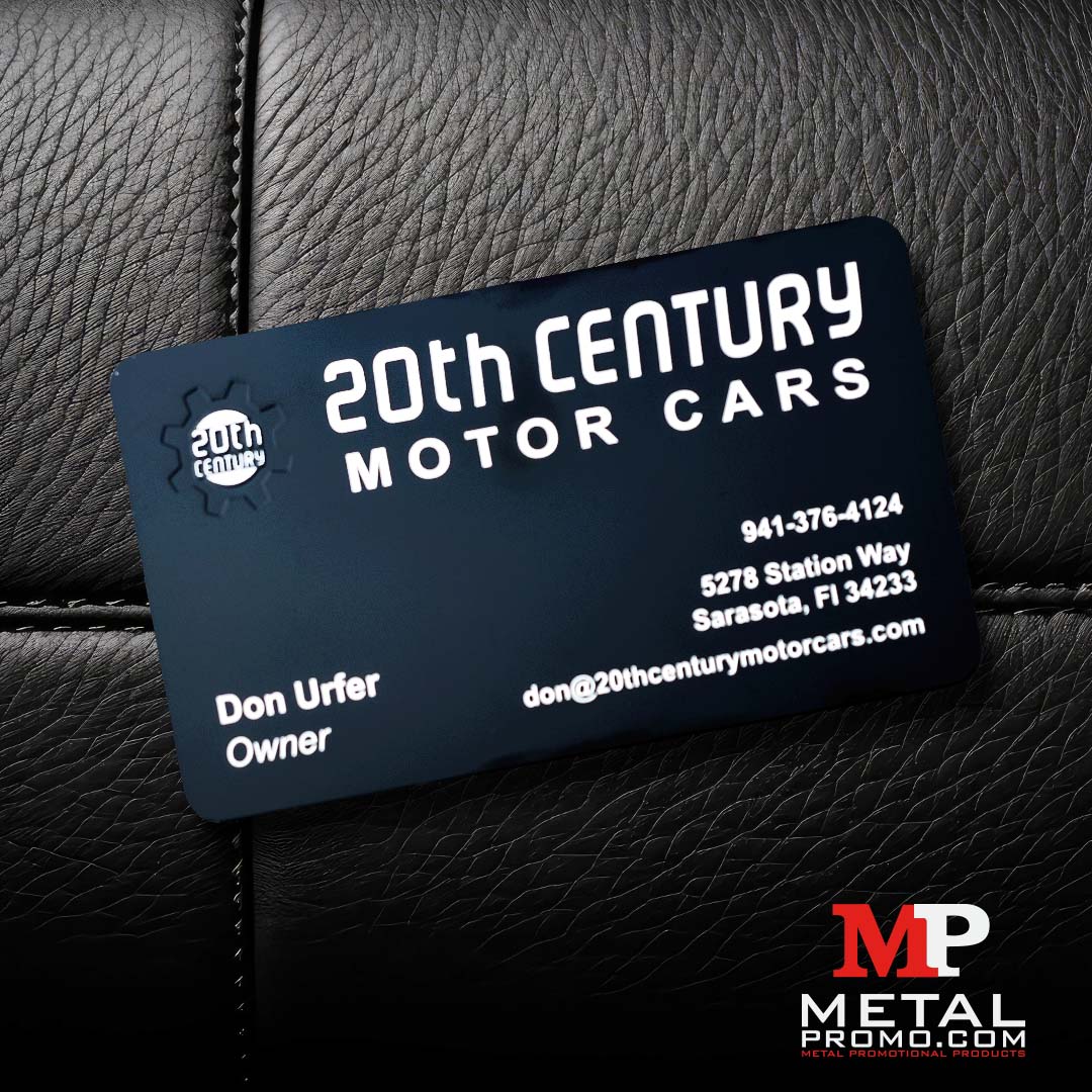 First impressions? Nailed. 👊
This custom metal business card for 20th Century Motor Cars is all about clean edges, bold branding, and unmatched durability. When you hand over something this premium, you’re not just networking—you’re leaving a mark. 🖤💼

Avail of our UV Printing