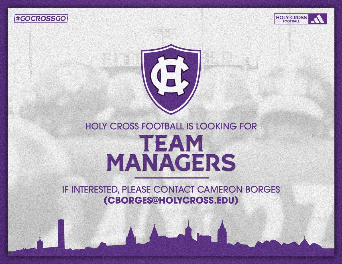 Holy Cross Football (@hcrossfb) on Twitter photo 🚨 Attention all <a href="/holy_cross/">College of the Holy Cross</a> students — including incoming freshmen! 🚨
Interested in joining our team? We're in need of student filmers and team managers. Contact us for more info!
#GoCrossGo 🚨 Attention all <a href="/holy_cross/">College of the Holy Cross</a> students — including incoming freshmen! 🚨
Interested in joining our team? We're in need of student filmers and team managers. Contact us for more info!
#GoCrossGo