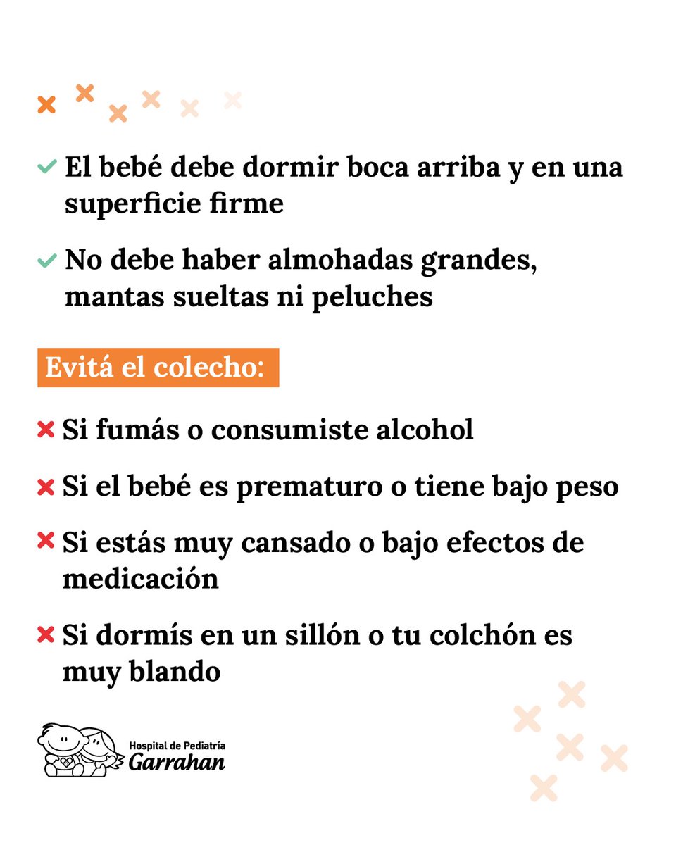 HospGarrahan's tweet image. El colecho debe tomarse con información y cuidados para evitar riesgos como caídas, asfixia o aplastamiento.
Seguí estas recomendaciones y, ante cualquier duda, consultá con un pediatra 👇🏽