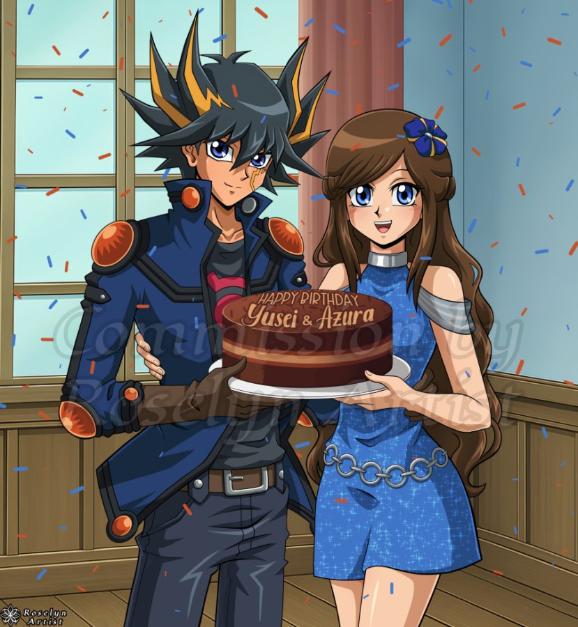 Commission for @sweetestpersonever on Instagram🤩 This is Yusei and Azura celebrating their birthday 🙈 I missed to draw this beautiful shipping! 🤩

#yuseifudo #yugiohoc #oc #originalcharacter #duelrunner #yumeship #selfship #ocxcanon #yugioh5ds #yugiohfanart #yugiohfandom