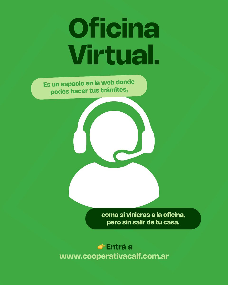 📲 Oficina Virtual CALF

Es un espacio en la web donde podés hacer tus trámites, como si vinieras a la oficina, pero sin salir de tu casa.

✅ Alta y baja de servicios
✅ Aboná tus comprobantes
✅ Cambios de titularidad o domicilio
✅ Alta o baja de Débito Automático
✅