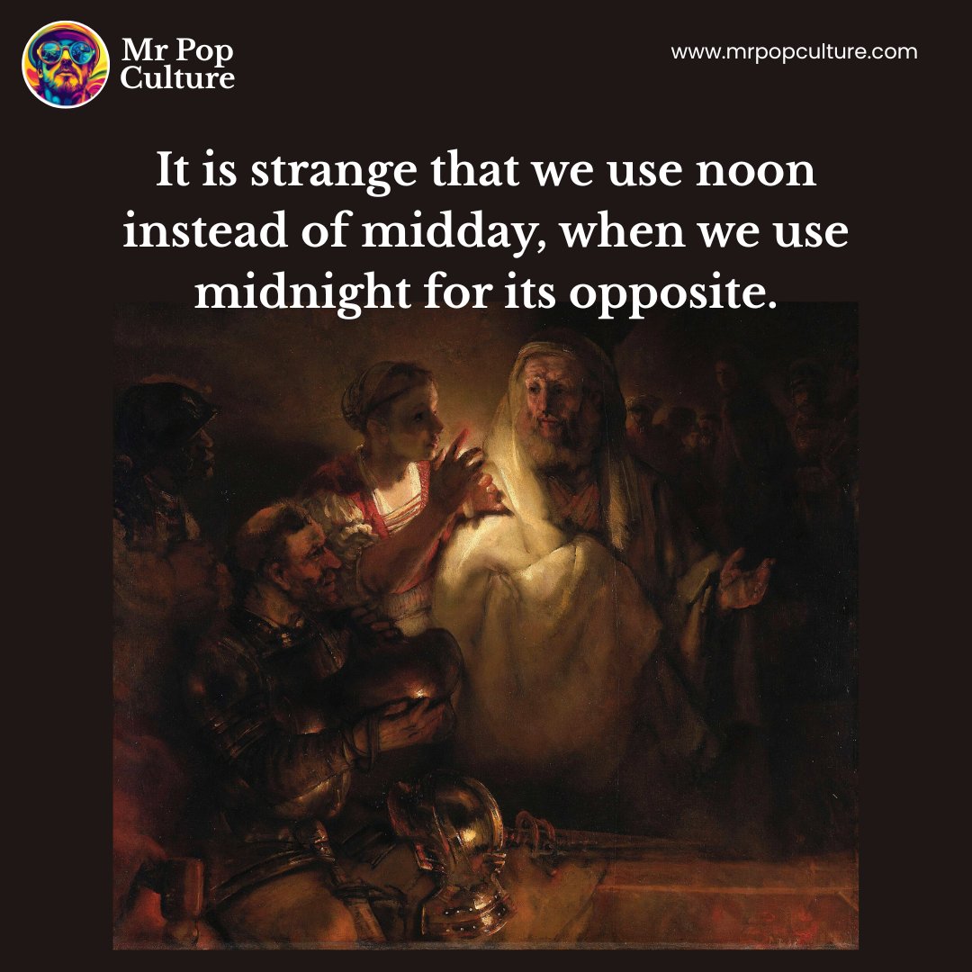 itsmrpopculture's tweet image. Ever think about how we say midnight but not midday? Language out here makin’ noon feel like the odd one out 😵🕛
#PopCulture #WordNerd #FunFacts #LanguageLogic #DeepThoughts #MiddayMystery