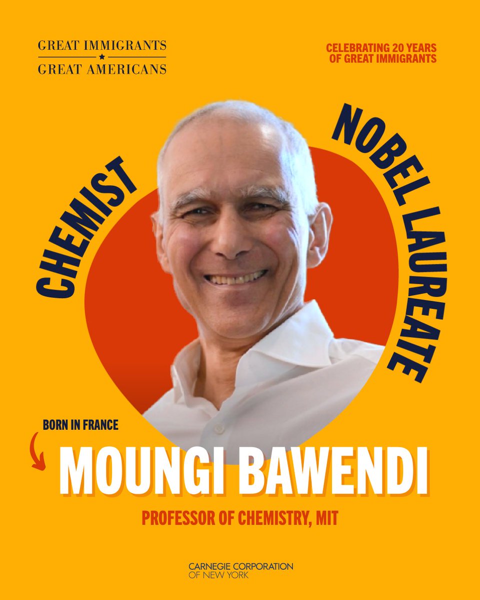 ChemistryMIT's tweet image. Congratulations to Professor Moungi Bawendi, who was named one of the @CarnegieCorp's 2025 Class of Great Immigrants, Great Americans.
chemistry.mit.edu/chemistry-news…