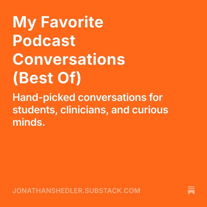 Jonathan Shedler (@jonathanshedler) on Twitter photo I’ve gathered the *best of the best* of my podcast conversations about psychology and psychotherapy and made them all available in one place, on a Substack page. Free to all all. Enjoy.
jonathanshedler.substack.com/p/my-favorite-… I’ve gathered the *best of the best* of my podcast conversations about psychology and psychotherapy and made them all available in one place, on a Substack page. Free to all all. Enjoy.
jonathanshedler.substack.com/p/my-favorite-…