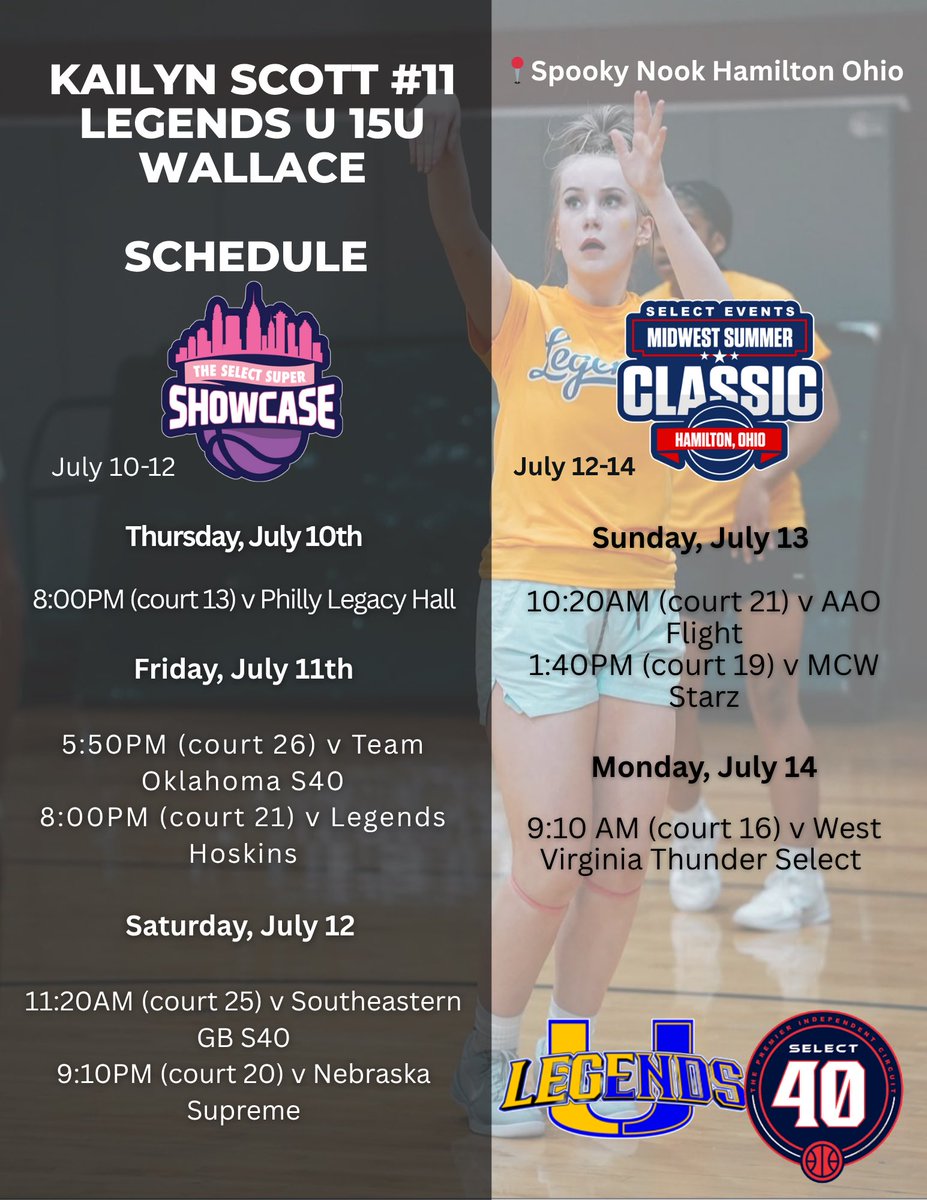 Kailyn Scott (@kailynscott288) on Twitter photo Hey Coaches, hereโs my schedule for the July live periods! I hope to see you there! <a href="/BryceMcKey/">Bryce McKey</a> <a href="/Legends_Bball/">Legends U Basketball</a> <a href="/DrewFladung/">Drew Fladung</a> <a href="/CoachJamar/">Jamar Mosley</a> Hey Coaches, hereโs my schedule for the July live periods! I hope to see you there! <a href="/BryceMcKey/">Bryce McKey</a> <a href="/Legends_Bball/">Legends U Basketball</a> <a href="/DrewFladung/">Drew Fladung</a> <a href="/CoachJamar/">Jamar Mosley</a>