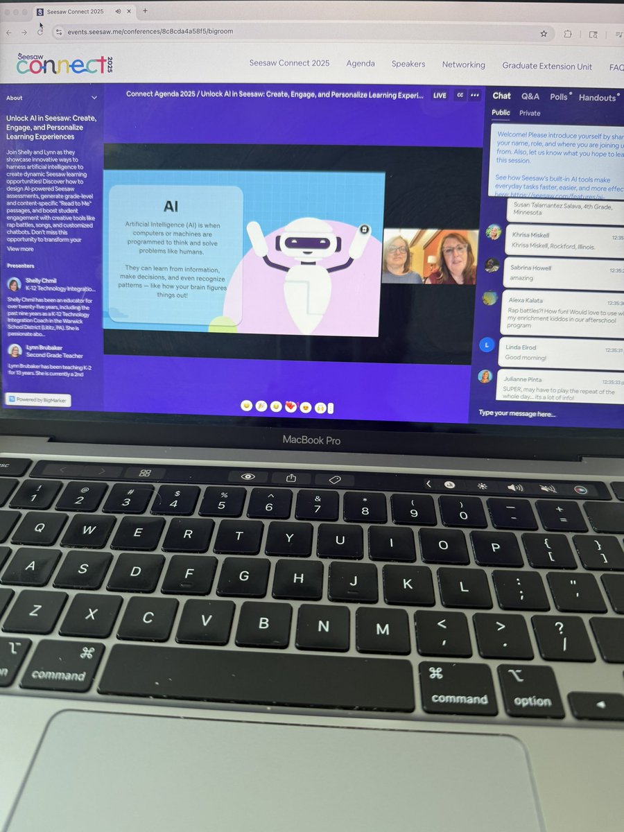 Seesaw's tweet image. Shelly and Lynn teaching us how to unlock AI in Seesaw at #SeesawConnect2025 👏🎉