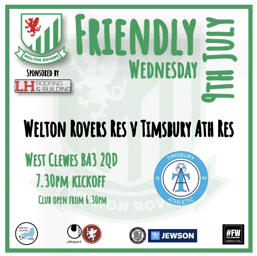 WeltonRoversFC's tweet photo. Tomorrow night, Weds 9th, our Reserves, under new management of Shaun Grant and Jason Mears, have their 1st pre-season friendly v Timsbury Ath Res.
7.30pm kick-off. https://t.co/O13M8DKXdY