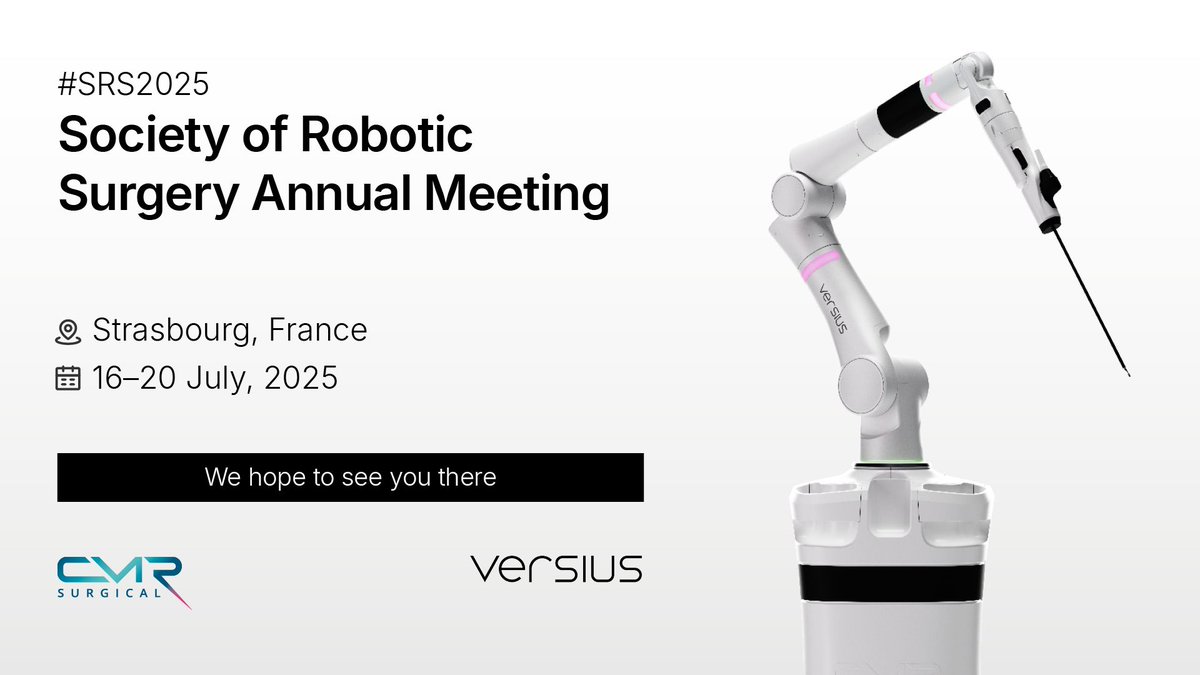 CMR Surgical (@cmrsurgical) on Twitter photo Just over one week to go until the <a href="/socroboticsurg/">Society of Robotic Surgery | SRS</a> annual meeting in Strasbourg, France! We're looking forward to showcasing #Versius through a series of hands-on demonstrations, workshops and expert talks.
We hope to see you there!
#SRS2025
#RoboticSurgery Just over one week to go until the <a href="/socroboticsurg/">Society of Robotic Surgery | SRS</a> annual meeting in Strasbourg, France! We're looking forward to showcasing #Versius through a series of hands-on demonstrations, workshops and expert talks.
We hope to see you there!
#SRS2025
#RoboticSurgery