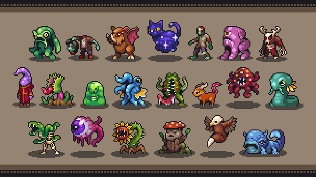 delagorepixels's tweet image. Hey #PortfolioDay!
I'm Alex, pixel artist and game developer - currently working on Book of Abominations, an Eldritch horror inspired creature collector.
Check it out over at store.steampowered.com/app/3291120/Bo…