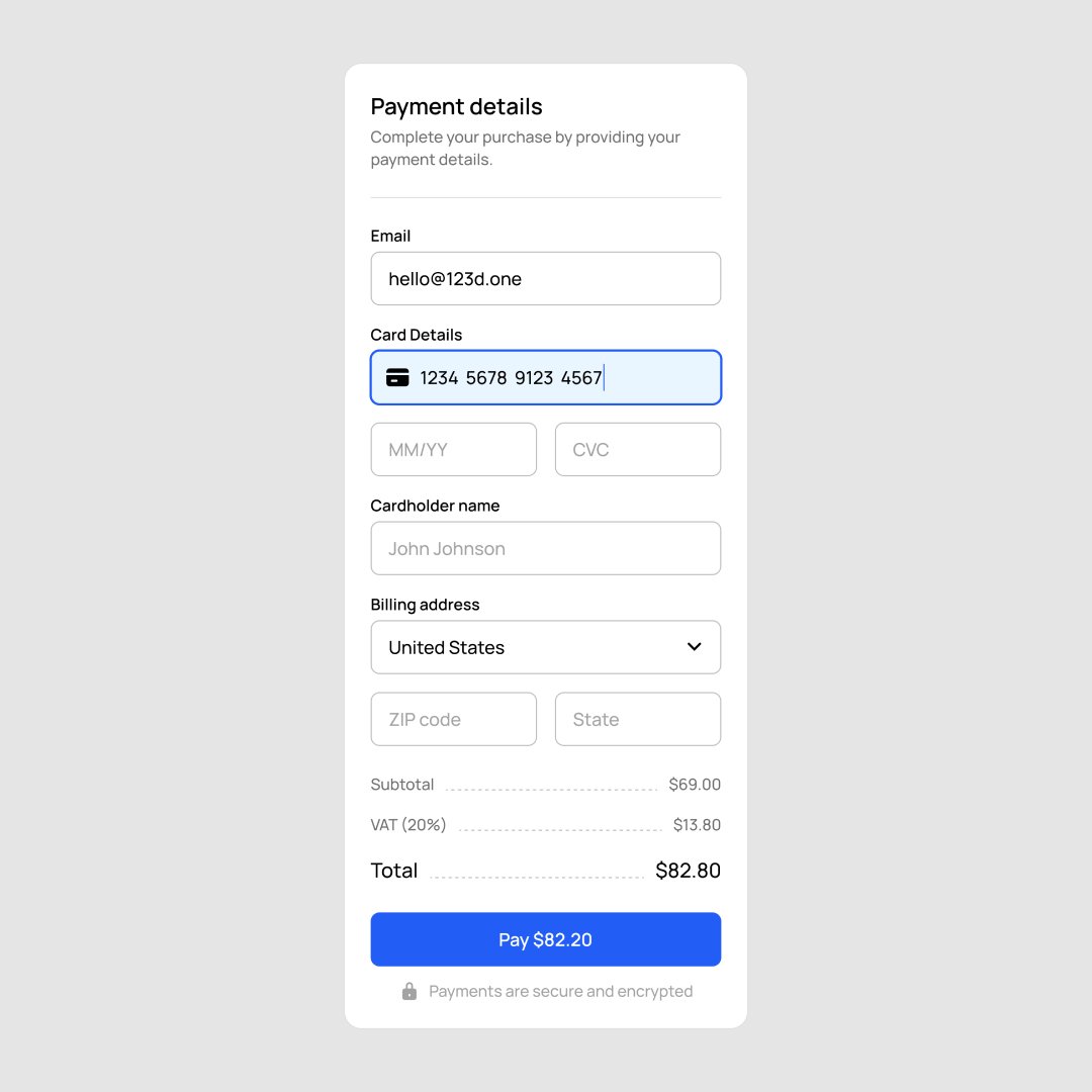 dimagroshev's tweet photo. Payment details ✨ 

→ Made with @the123done in @figma https://t.co/gzCaDqJ9QT