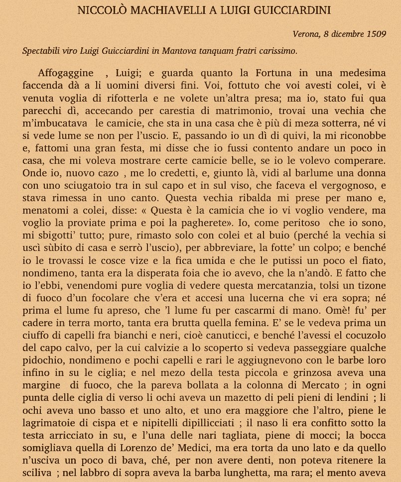 AngelicalTsugu's tweet image. My greatest amusement today was discovering Niccolò Machiavelli's letters with his friend Luigi Guicciardini, where he describes fucking an ugly norwooded hag prostitute. He wrote:
‘Damn it all, Luigi! You see how Fortune can bring about in men different results in similar…
