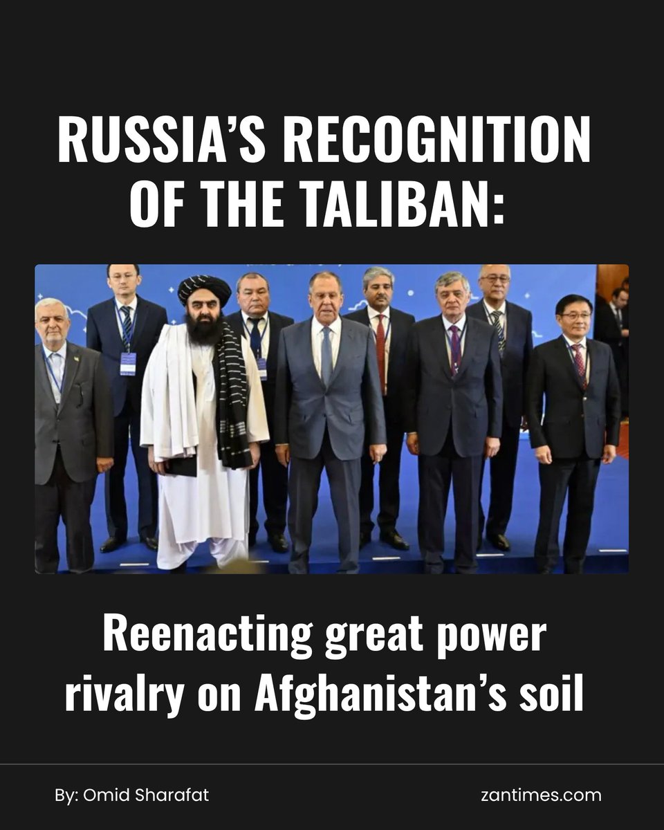 ZanTimes's tweet image. Recognizing the Taliban without the establishment of an inclusive government, without acknowledging women’s rights, and without broad international coordination would amount to a unilateral act that risks escalating global power competition on AFG’s soil.
zantimes.com/2025/07/08/rus…