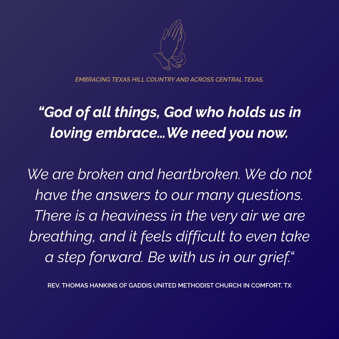We are heartbroken by the devastating flooding in the Texas Hill Country and across Central Texas. Let us continue to pray together and embody Christ’s compassion in this moment.