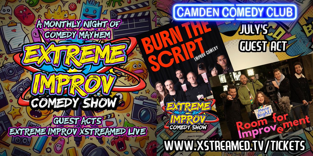 Slam Jam Championship Wrestling (@slamjamshow) on Twitter photo THURSDAY JULY 10th at 7pm at the Camden Comedy Club!
Extreme Improv with guest acts Room For Improvement and Burn the Script!
Hilarious improv comedy!
TICKETS: page.fo/extremeimprovj…
@camdencomedyclub @camdenheadnw1 <a href="/CamdenComedy/">Camden Comedy Club</a> THURSDAY JULY 10th at 7pm at the Camden Comedy Club!
Extreme Improv with guest acts Room For Improvement and Burn the Script!
Hilarious improv comedy!
TICKETS: page.fo/extremeimprovj…
@camdencomedyclub @camdenheadnw1 <a href="/CamdenComedy/">Camden Comedy Club</a>