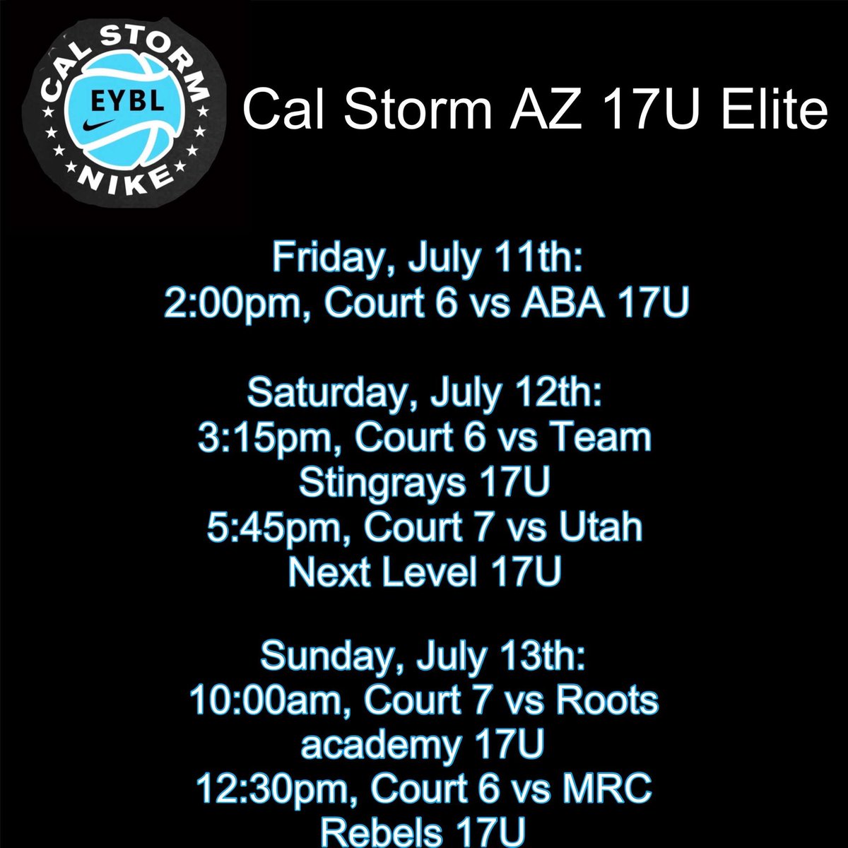 Coaches here is my Nike TOC- Vegas schedule. Hope to see you there!