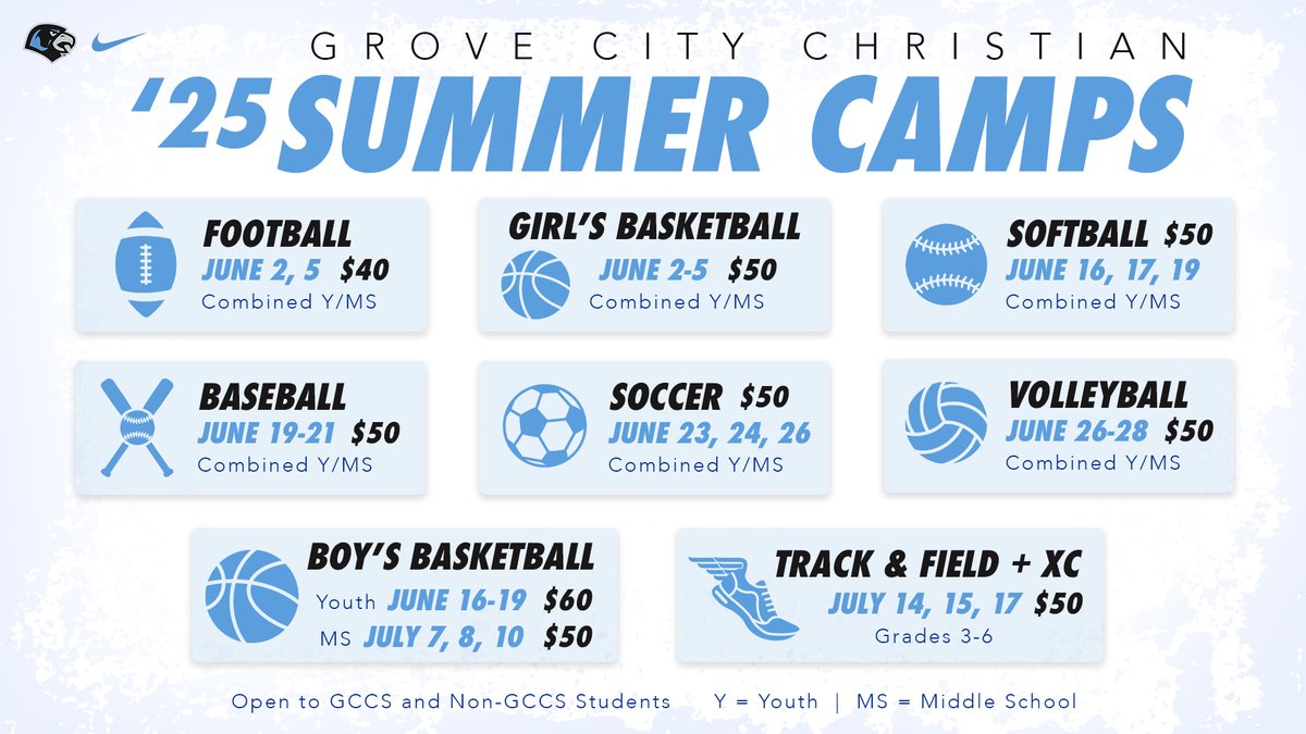 ContentSports1's tweet photo. Offseason? Not offline.

Grove City Christian is keeping fans in the loop with their summer camp lineup 🔥

Want to make graphics this clean and easy? That’s what we’re here for.

#ContentSports #SummerCamps #OffseasonContent #HighSchoolSports #YouthSports https://t.co/XO4gQIYcZO