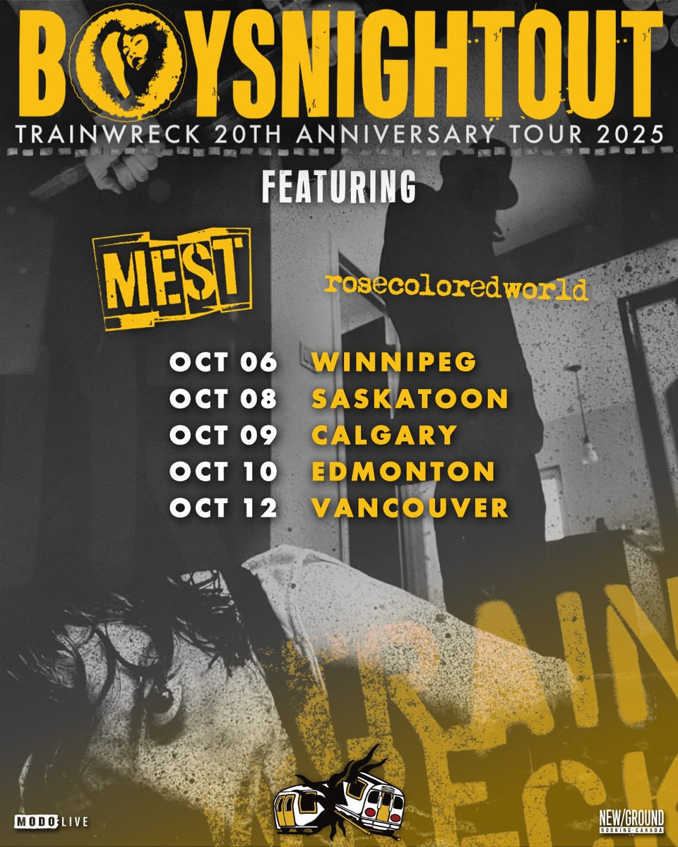 MODO-LIVE (@modo_live) on Twitter photo JUST ANNOUNCED: <a href="/BNOBoysNightOut/">Boys Night Out</a> bring the Trainwreck 20th Anniversary Tour across Western Canada this fall with Mest and <a href="/thercwofficial/">rosecoloredworld</a>!
Presale: July 9 @ 10am local (password: MODO)
On-Sale: July 11 @ 10am local
๐ซ : bit.ly/BNO-TOUR
#boysnightout #westerncanada JUST ANNOUNCED: <a href="/BNOBoysNightOut/">Boys Night Out</a> bring the Trainwreck 20th Anniversary Tour across Western Canada this fall with Mest and <a href="/thercwofficial/">rosecoloredworld</a>!
Presale: July 9 @ 10am local (password: MODO)
On-Sale: July 11 @ 10am local
๐ซ : bit.ly/BNO-TOUR
#boysnightout #westerncanada