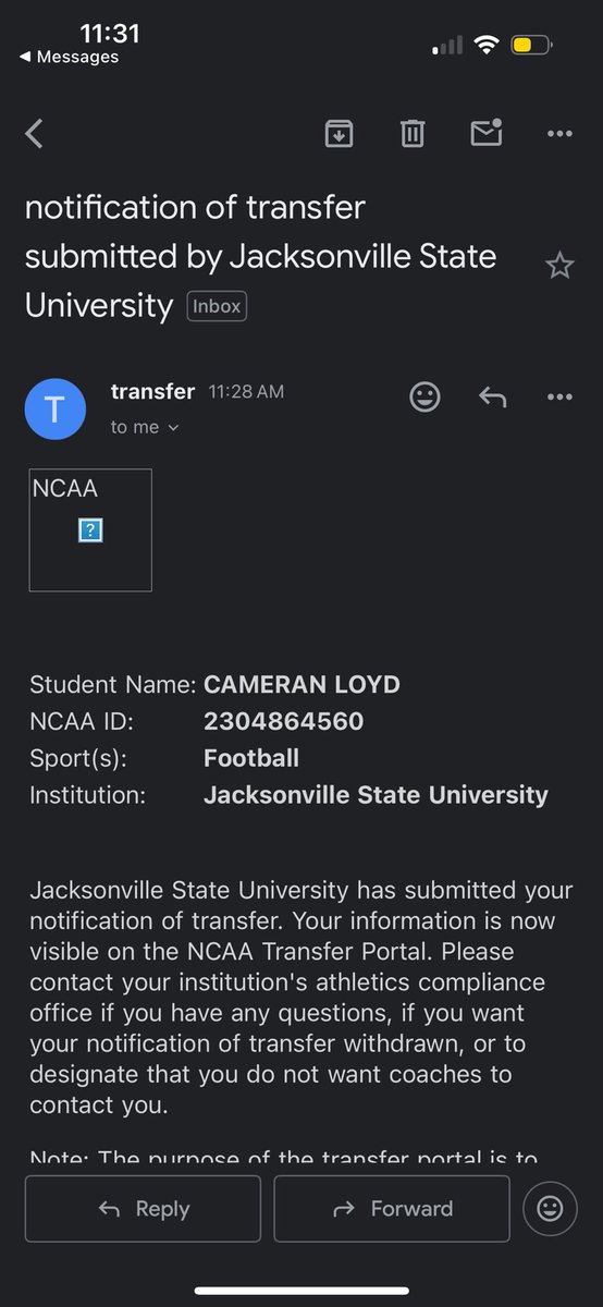 Thank you NCAA for opening the portal this summer and giving players the opportunity to enter. I'm officially in the portal!