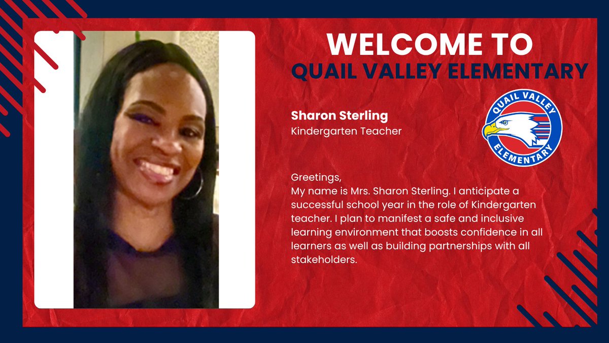 Please join us in welcoming the last member of our kindergarten team, Ms. Sharon Sterling! 🍎👏