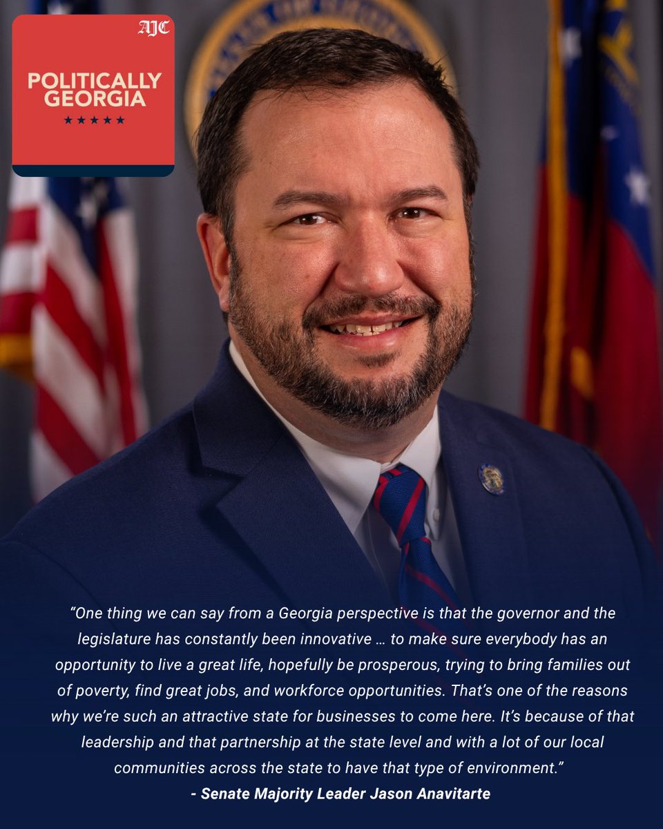 GASenateGOP's tweet image. Majority Leader @jasonanavitarte joined Politically Georgia. Listen to the
full interview here: podcasts.apple.com/us/podcast/pol…