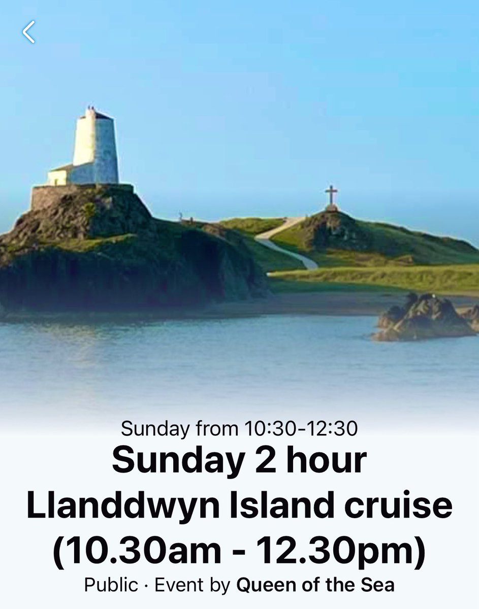 <a href="/MenaiCruises/">Queen of the Sea</a> #Llanddwyn #Menaistraits #NorthWales 
Join us for this special 2 hour cruise to Ynys Llanddwyn and enjoy spectacular views of Anglesey, Caernarfon Castle,  Belan Fort, the Snowdonia mountain range. Book nowcall/text 07979593483 £30 for adults, £15 for children 14&amp;U