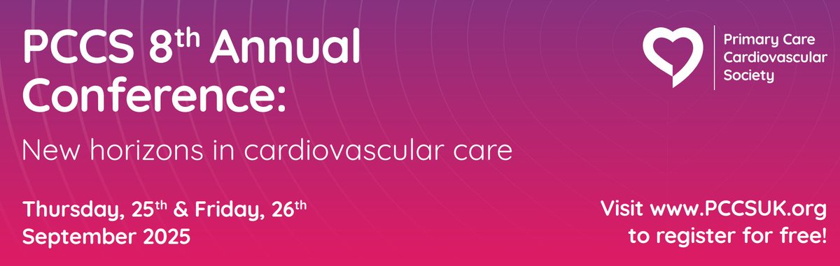 BSHeartFailure's tweet image. We are delighted to invite you to the PCCS 8th virtual annual conference.
The conference aims to bring together an expert faculty of primary and secondary healthcare professionals with specialisms across cardiology.
You can now register for free here: pccsuk.org/events/83/pccs…
