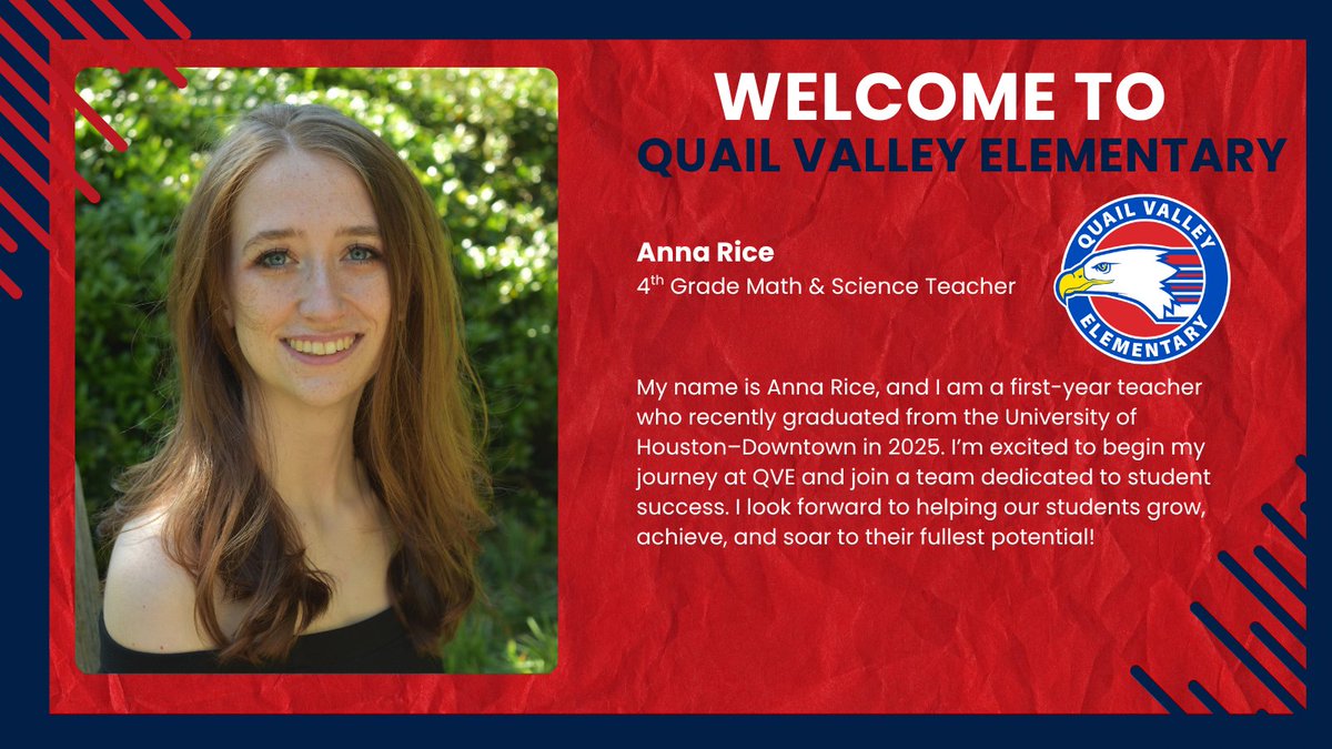 🌱 Our QVE family keeps growing! Meet Ms. Anna Rice, our new 4th grade Math &amp; Science Teacher! 🧪📚🧮
