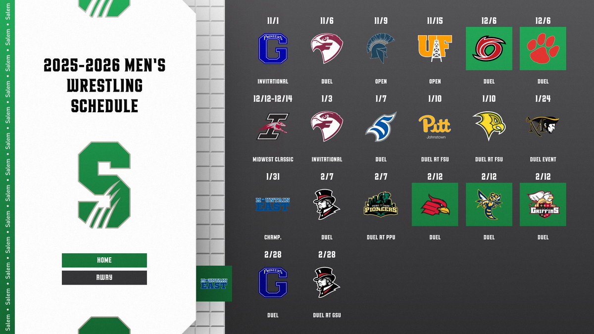 Here is your snapshot of the Salem Men's Wrestling Schedule! #DefendTheDen

Full Announcement: salemtigers.com/news/2025/7/8/…