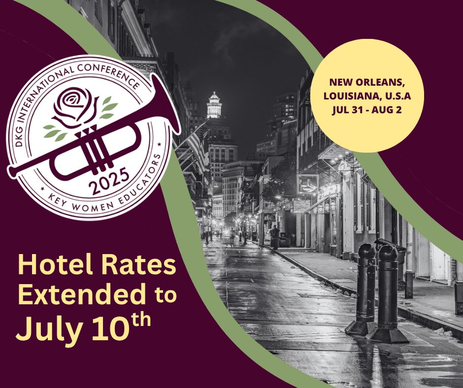 🎉Hotel rates have been extended for our international conference 🎉
🏨 Book your hotel by July 10th to get the discounted rate at the Sheraton New Orleans!
🎷#dkg #internationalconference #neworleans #womeneducators