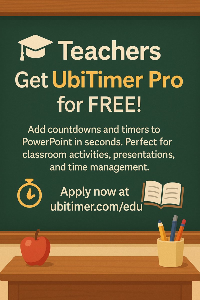 UbiTimer's tweet image. 🎓 Teachers: Ever told students “You’ve got 5 minutes” and they took 15?
⏱️ Enter UbiTimer Pro — the PowerPoint timer that makes you the Time Lord of the classroom.
🆓 Free for educators.
👉 ubitimer.com #HistoryTeacher #EdTalks #EduTwitter #TeachingTools Prime Day